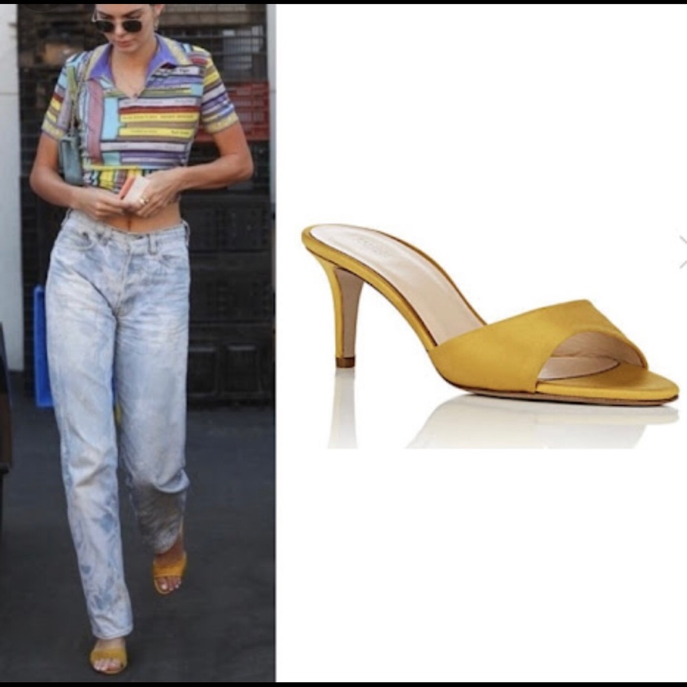 Barneys Yellow Satin Mules 39